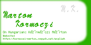 marton kormoczi business card